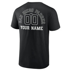 San Diego Padres Monochrome Personalized Name & Number T-Shirt Black