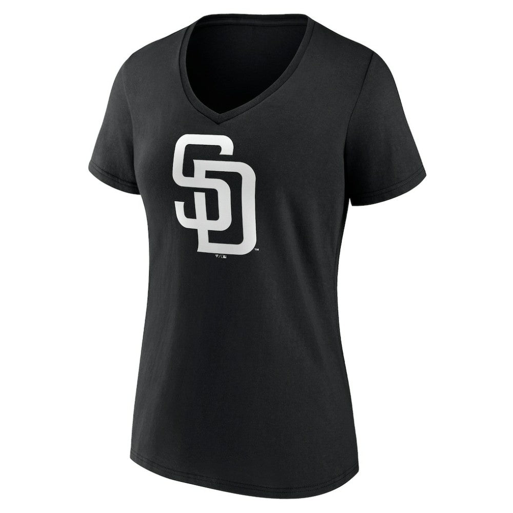 San Diego Padres Women's Monochrome Personalized Name & Number V-Neck T-Shirt Black