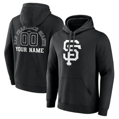 San Francisco Giants Monochrome Personalized Name & Number Pullover Hoodie Black