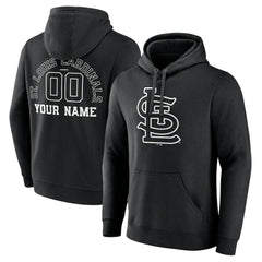 St. Louis Cardinals Monochrome Personalized Name & Number Pullover Hoodie Black