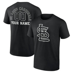 St. Louis Cardinals Monochrome Personalized Name & Number T-Shirt Black