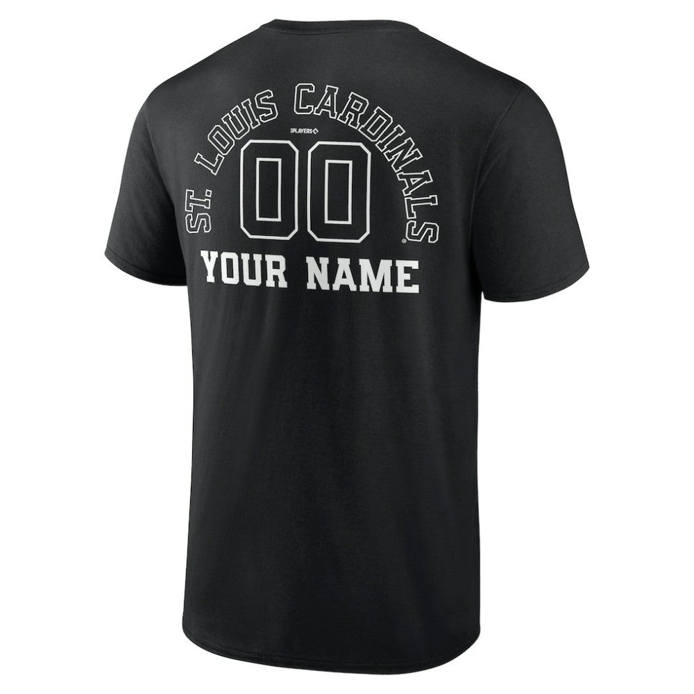 St. Louis Cardinals Monochrome Personalized Name & Number T-Shirt Black