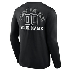 Tampa Bay Rays Monochrome Personalized Name & Number Long Sleeve T-Shirt Black