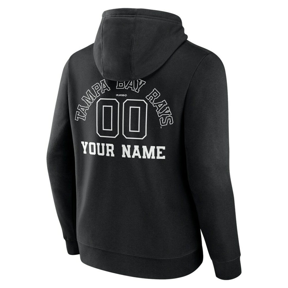 Tampa Bay Rays Monochrome Personalized Name & Number Pullover Hoodie Black