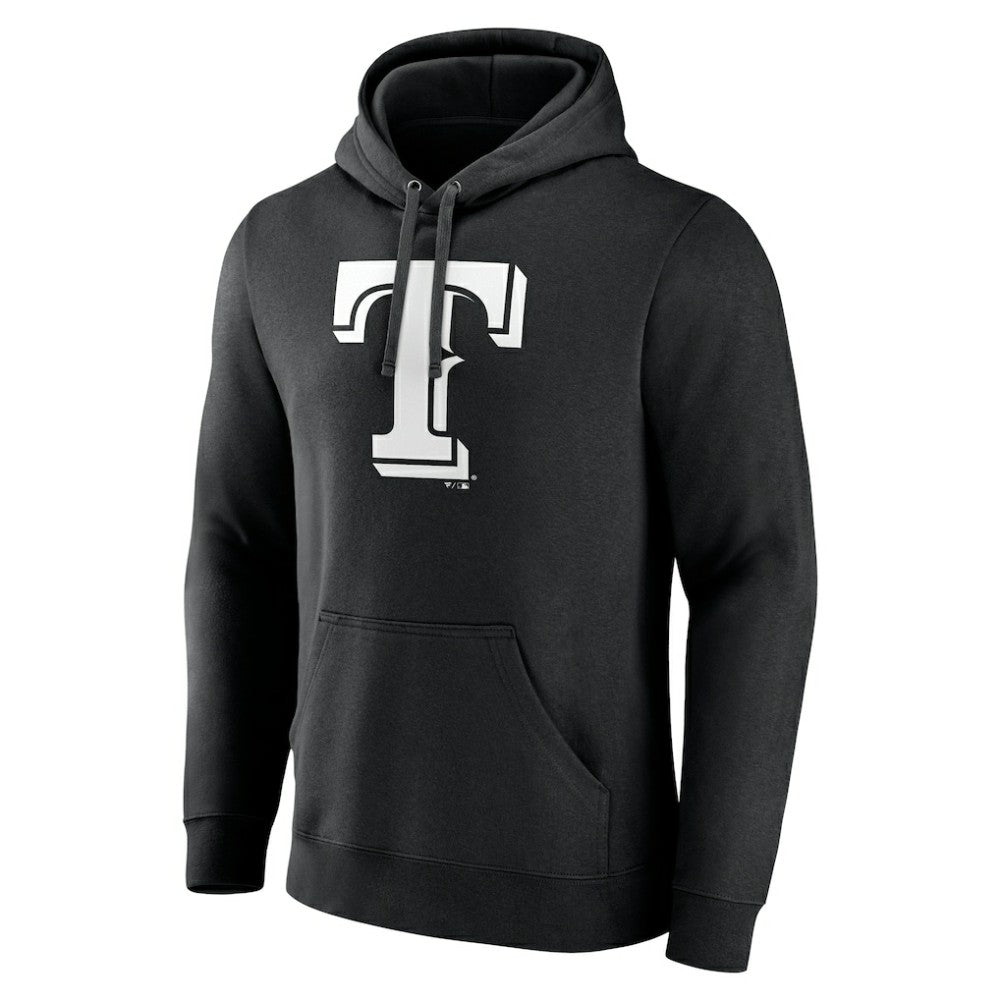 Texas Rangers Monochrome Personalized Name & Number Pullover Hoodie Black