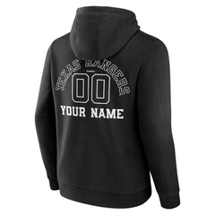 Texas Rangers Monochrome Personalized Name & Number Pullover Hoodie Black
