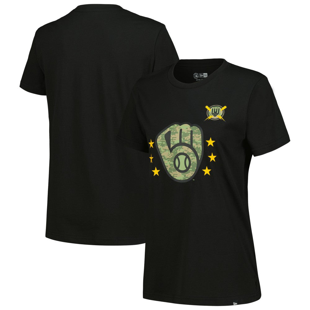 Milwaukee Brewers Women's Armed Forces Day T-Shirt Black | New Era