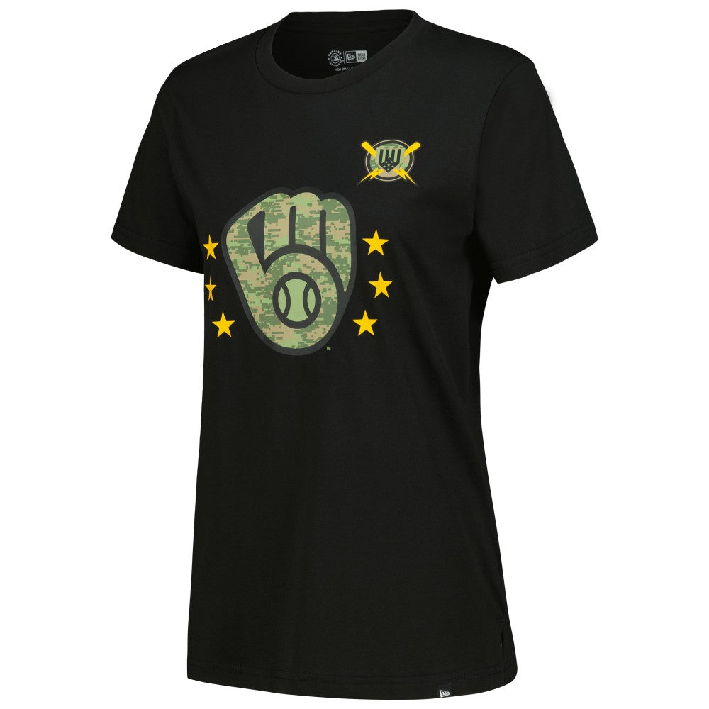 Milwaukee Brewers Women's Armed Forces Day T-Shirt Black | New Era