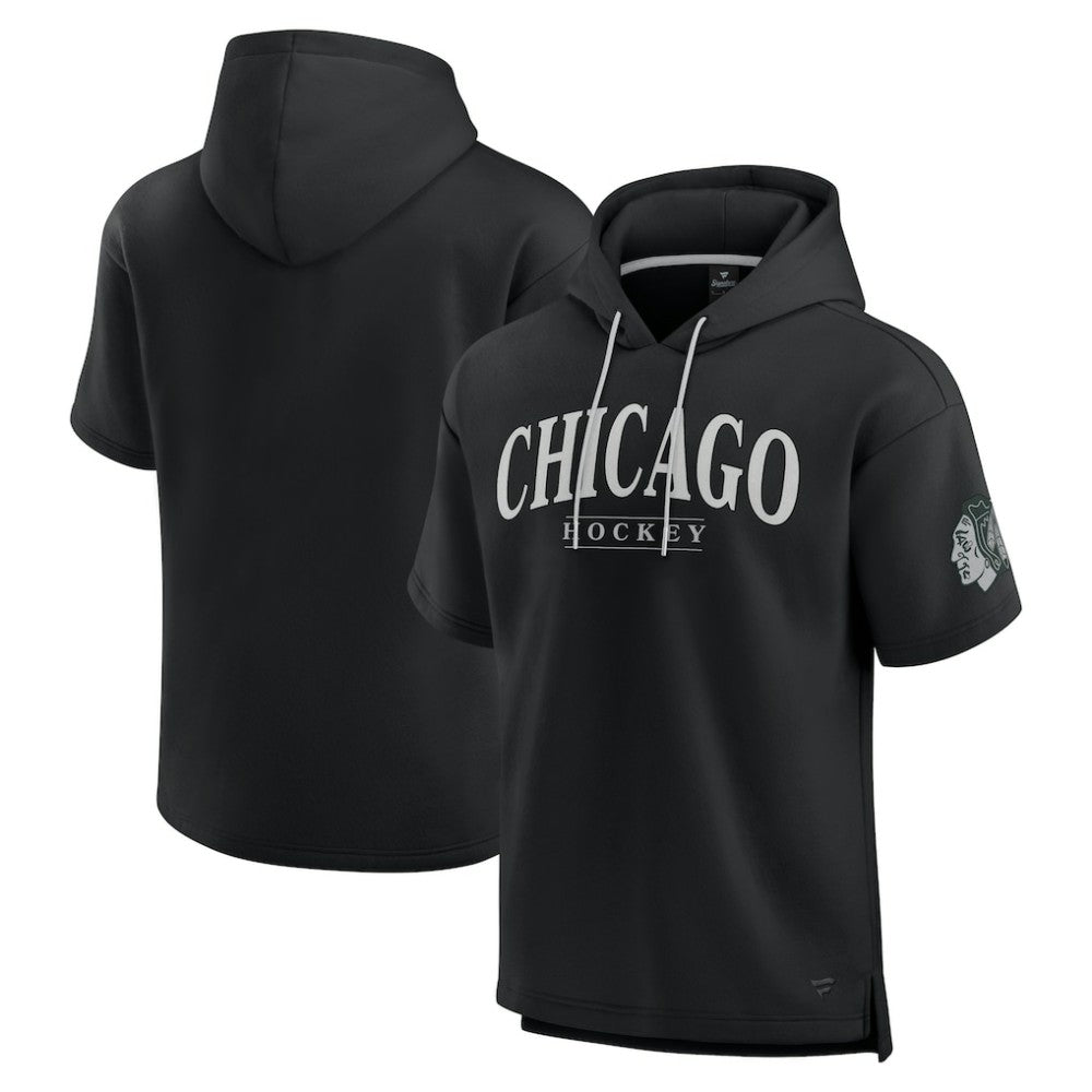 Chicago Blackhawks Fanatics Elements Ready Short Sleeve Pullover Hoodie Black