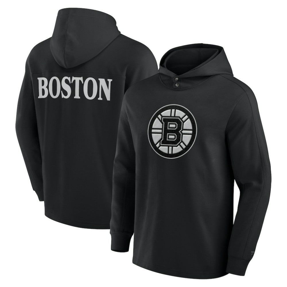 Boston Bruins Fanatics Elements Blaze Tri-Blend Long Sleeve Hoodie T-Shirt Black