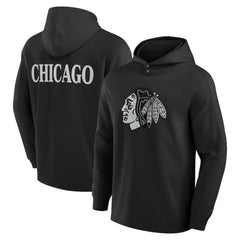 Chicago Blackhawks Fanatics Elements Blaze Tri-Blend Long Sleeve Hoodie T-Shirt Black