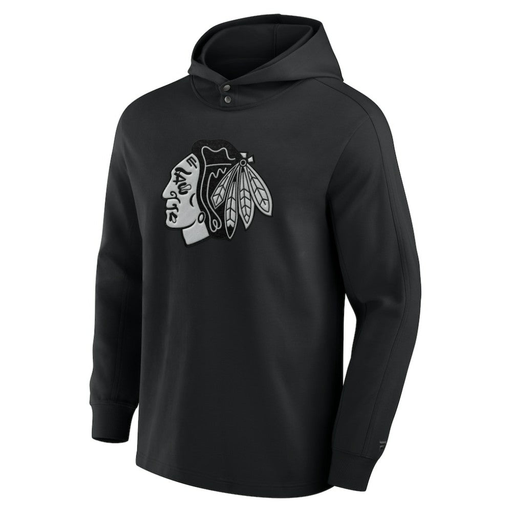 Chicago Blackhawks Fanatics Elements Blaze Tri-Blend Long Sleeve Hoodie T-Shirt Black