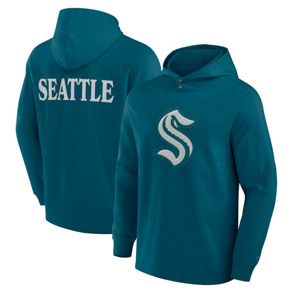 Seattle Kraken Fanatics Elements Blaze Tri-Blend Long Sleeve Hoodie T-Shirt Teal