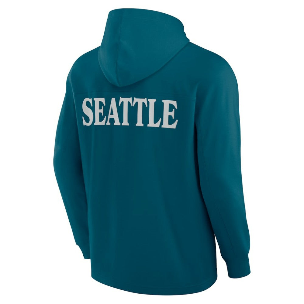 Seattle Kraken Fanatics Elements Blaze Tri-Blend Long Sleeve Hoodie T-Shirt Teal