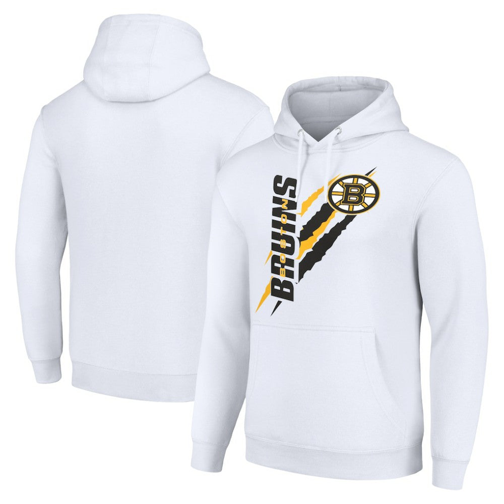 Boston Bruins Starter Color Scratch Fleece Pullover Hoodie White