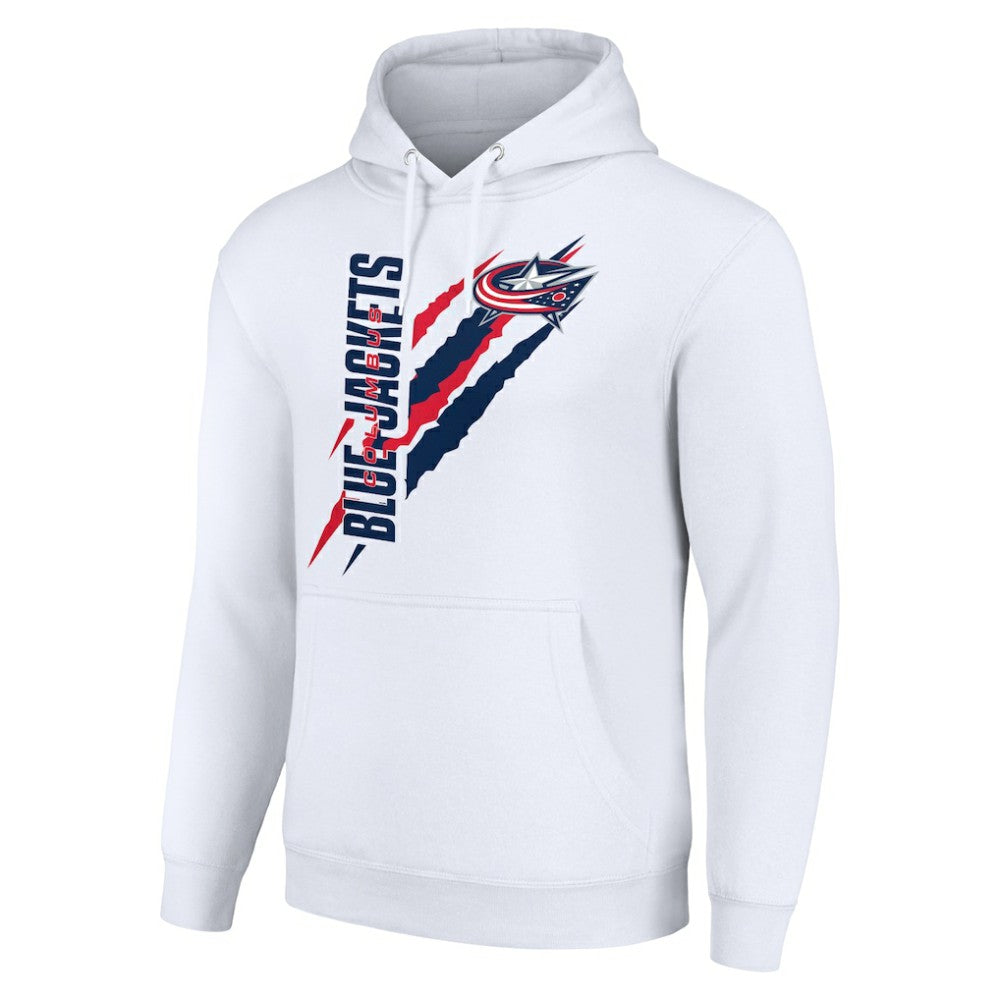 Columbus Blue Jackets Starter Color Scratch Fleece Pullover Hoodie White
