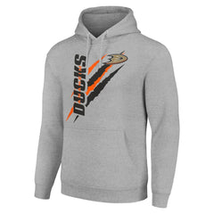 Anaheim Ducks Starter Color Scratch Fleece Pullover Hoodie Heather Gray