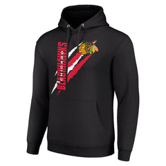 Chicago Blackhawks Starter Color Scratch Fleece Pullover Hoodie Black