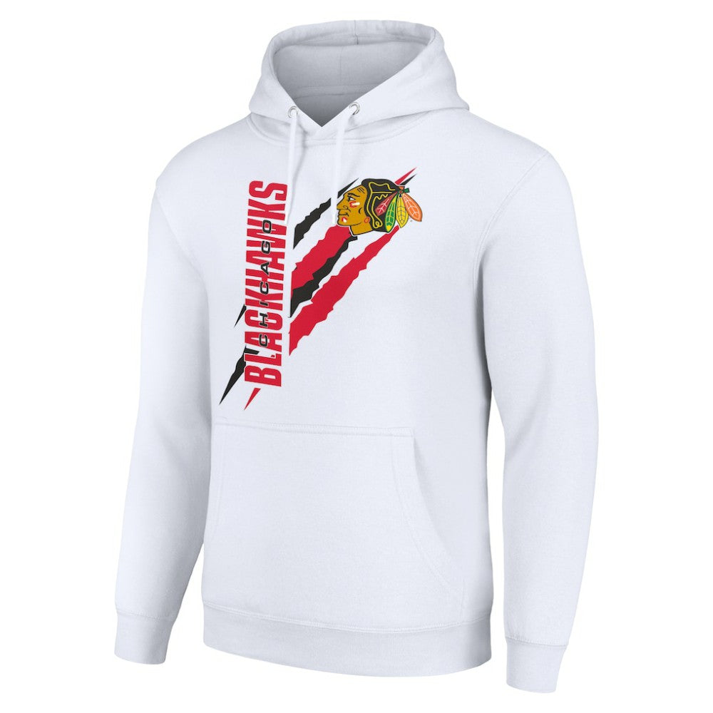 Chicago Blackhawks Starter Color Scratch Fleece Pullover Hoodie White