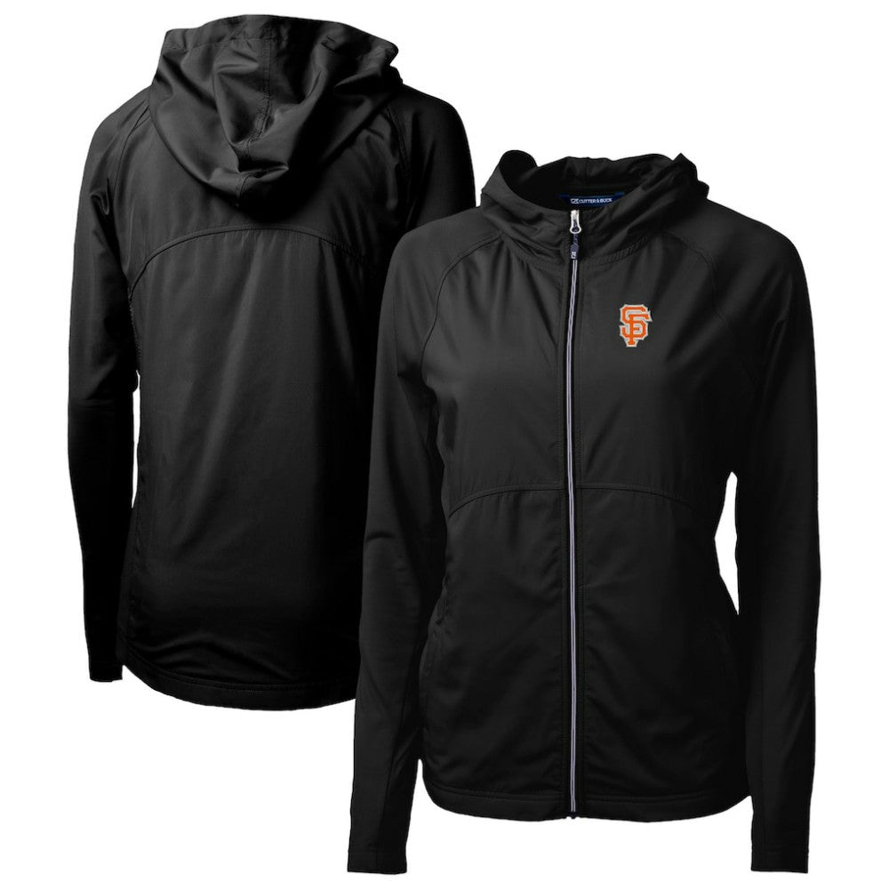San Francisco Giants Cutter & Buck Women's City Connect Adapt Eco Knit Hybrid Recycled Full-Zip Hoodie Black