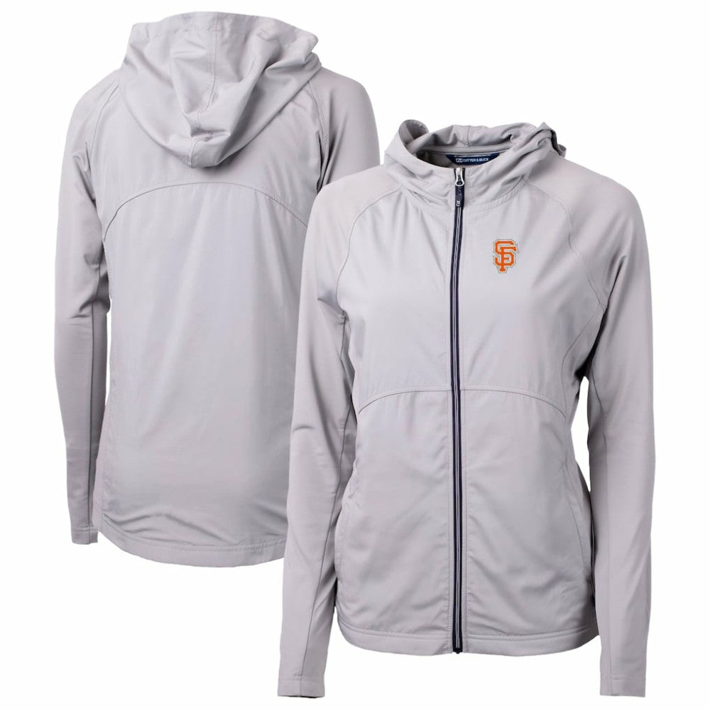 San Francisco Giants Cutter & Buck Women's City Connect Adapt Eco Knit Hybrid Recycled Full-Zip Hoodie Gray
