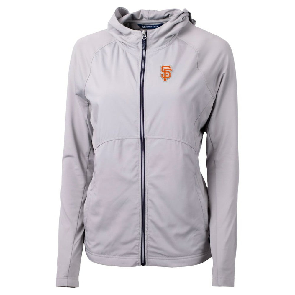 San Francisco Giants Cutter & Buck Women's City Connect Adapt Eco Knit Hybrid Recycled Full-Zip Hoodie Gray