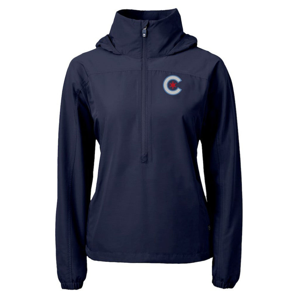 Chicago Cubs Cutter & Buck Women's City Connect Charter Eco Recycled Half-Zip Anorak Jacket Navy
