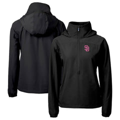 San Diego Padres Cutter & Buck Women's City Connect Charter Eco Recycled Half-Zip Anorak Jacket Black