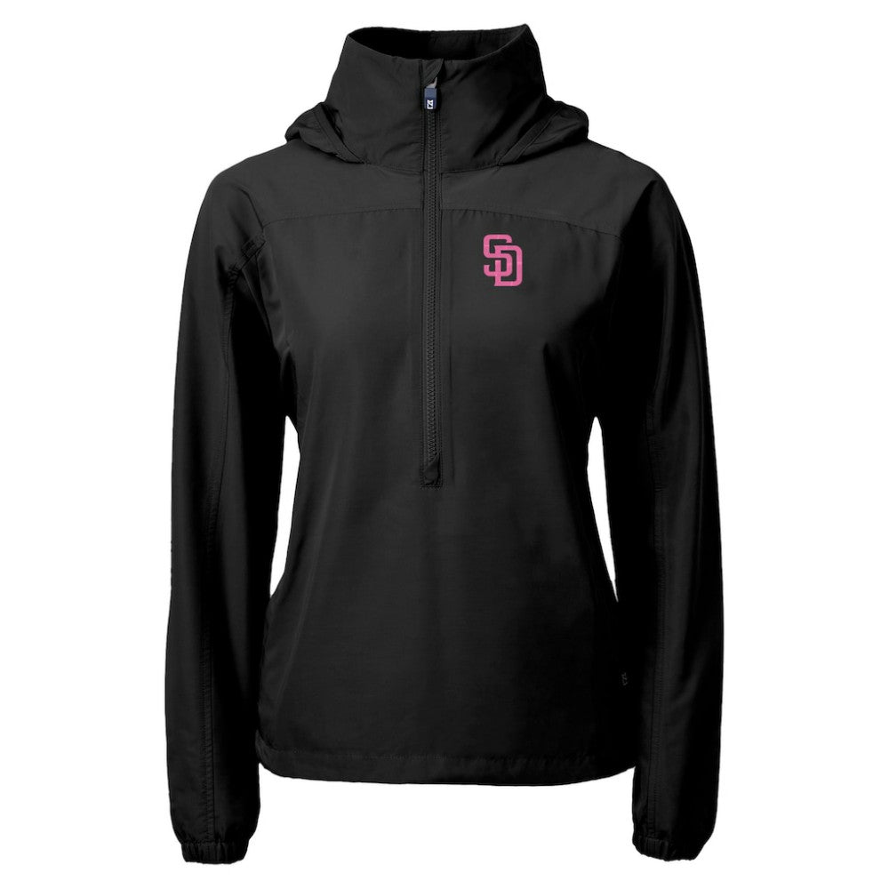 San Diego Padres Cutter & Buck Women's City Connect Charter Eco Recycled Half-Zip Anorak Jacket Black
