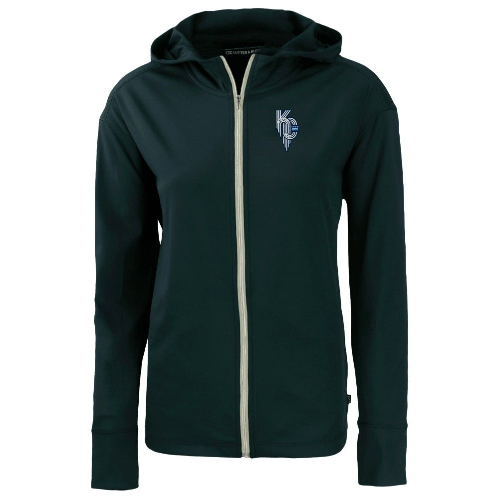 Kansas City Royals Cutter & Buck Women's City Connect Daybreak Eco Recycled Full-Zip Hoodie Navy