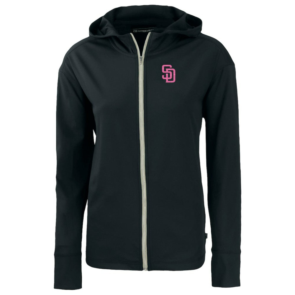 San Diego Padres Cutter & Buck Women's City Connect Daybreak Eco Recycled Full-Zip Hoodie Black