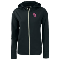 San Diego Padres Cutter & Buck Women's City Connect Daybreak Eco Recycled Full-Zip Hoodie Black