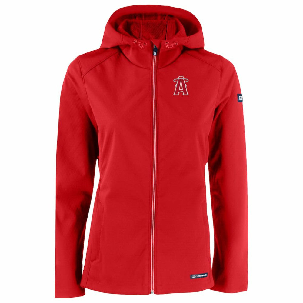 Los Angeles Angels Cutter & Buck Women's City Connect Evoke Eco Softshell Recycled Full-Zip Hoodie Jacket Red
