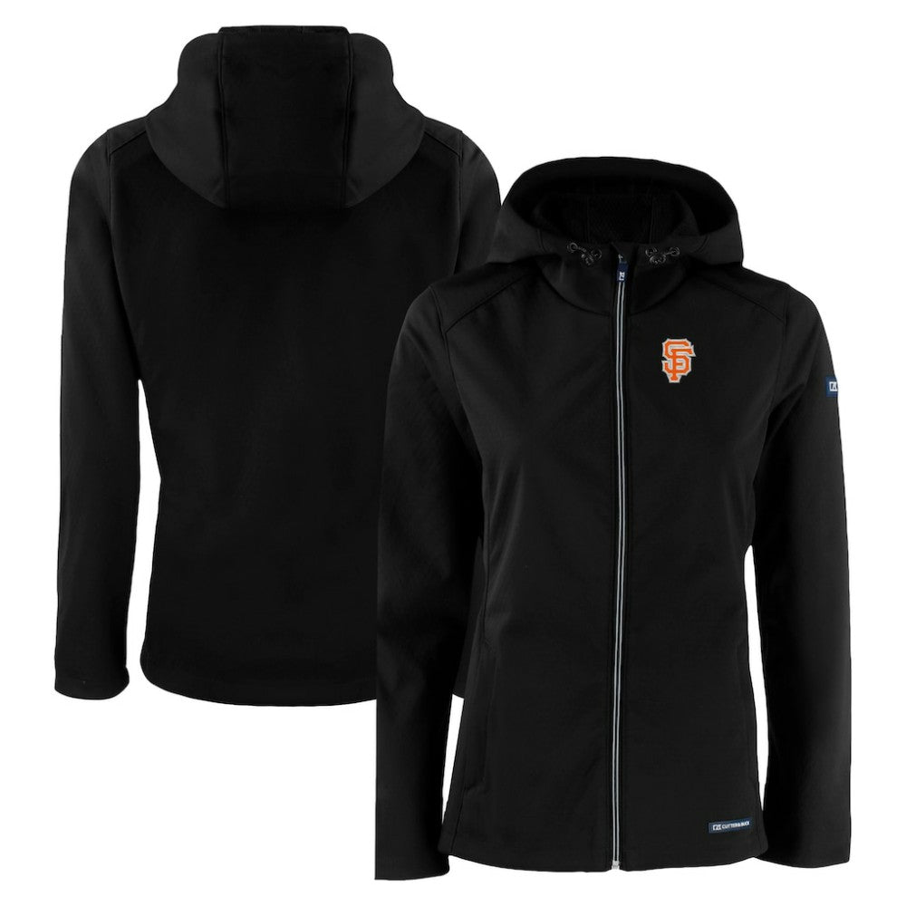 San Francisco Giants Cutter & Buck Women's City Connect Evoke Eco Softshell Recycled Full-Zip Hoodie Jacket Black