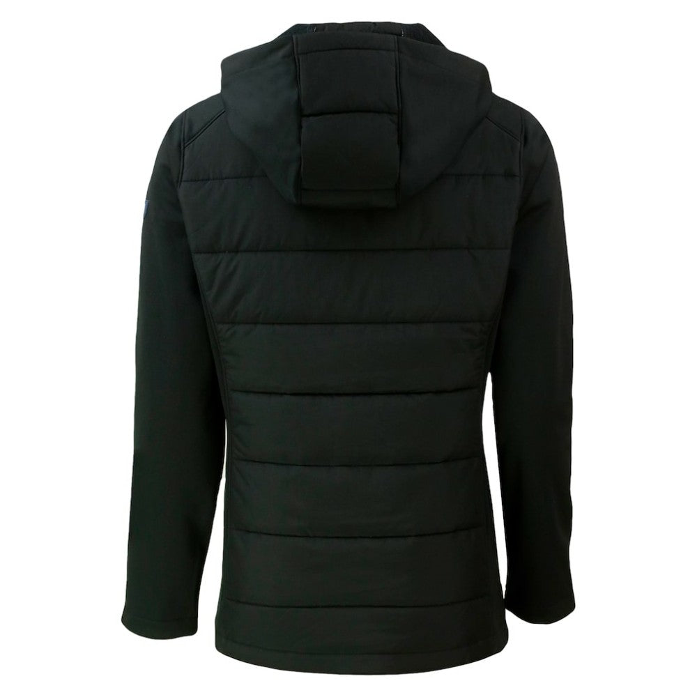 San Diego Padres Cutter & Buck Women's City Connect Evoke Hybrid Eco Softshell Recycled Full-Zip Hoodie Jacket Black