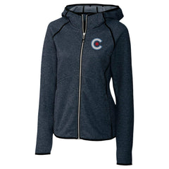 Chicago Cubs Cutter & Buck Women's City Connect Mainsail Full-Zip Hooded Jacket Heather Navy