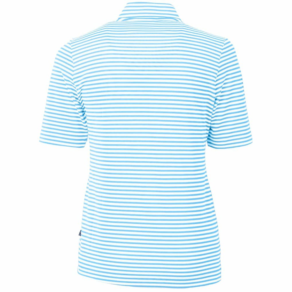 Chicago Cubs Cutter & Buck Women's City Connect Virtue Eco Pique Stripe Recycled Top Powder Blue
