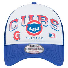 Chicago Cubs Retro Wordmark 9FORTY A-Frame Trucker Adjustable Hat White | New Era