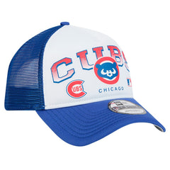 Chicago Cubs Retro Wordmark 9FORTY A-Frame Trucker Adjustable Hat White | New Era