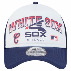 Chicago White Sox Retro Wordmark 9FORTY A-Frame Trucker Adjustable Hat White | New Era
