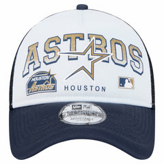 Houston Astros Retro Wordmark 9FORTY A-Frame Trucker Adjustable Hat White | New Era