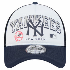 New York Yankees Retro Wordmark 9FORTY A-Frame Trucker Adjustable Hat White | New Era