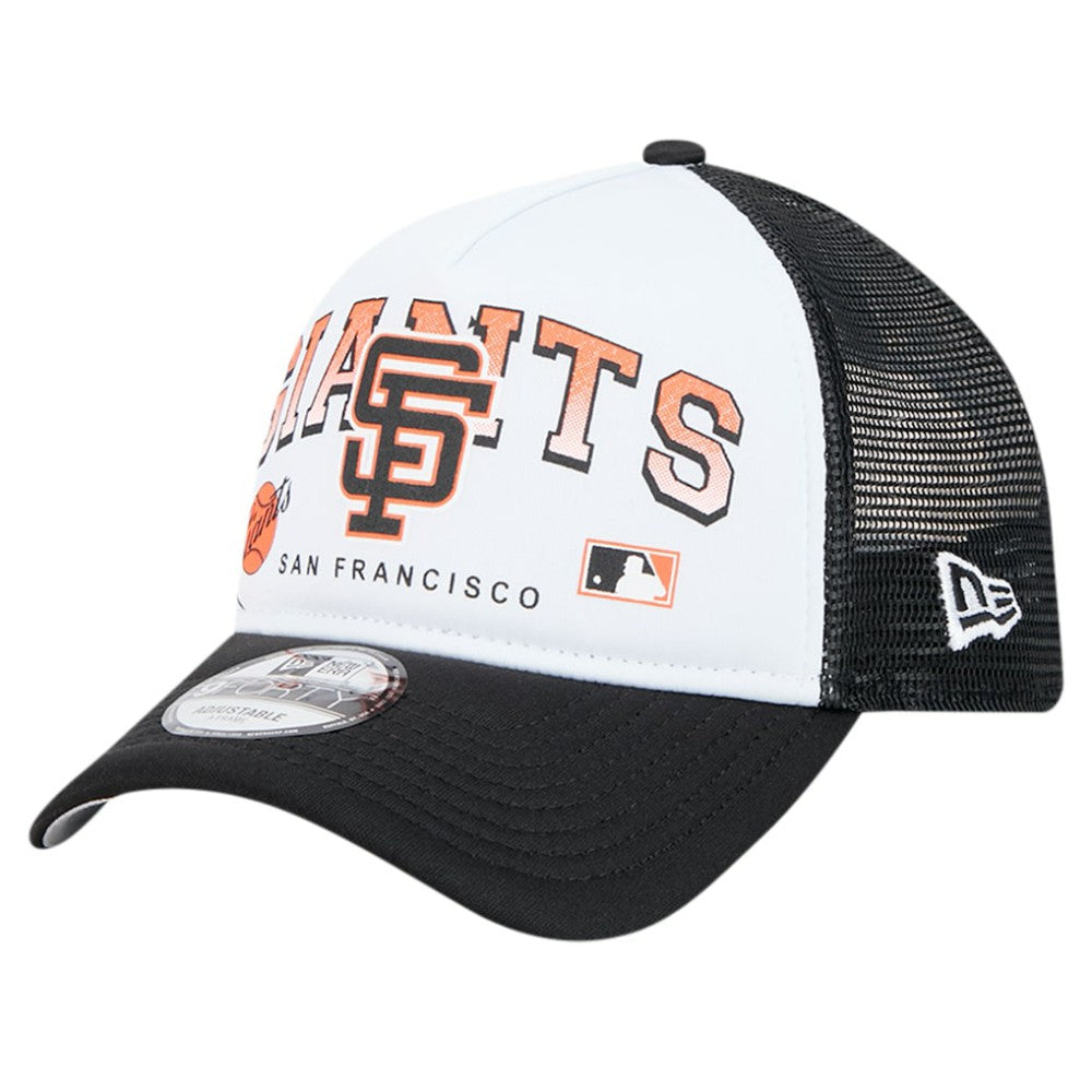 San Francisco Giants Retro Wordmark 9FORTY A-Frame Trucker Adjustable Hat White | New Era