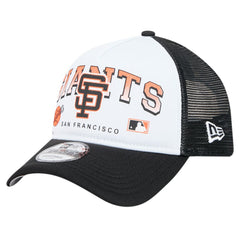 San Francisco Giants Retro Wordmark 9FORTY A-Frame Trucker Adjustable Hat White | New Era