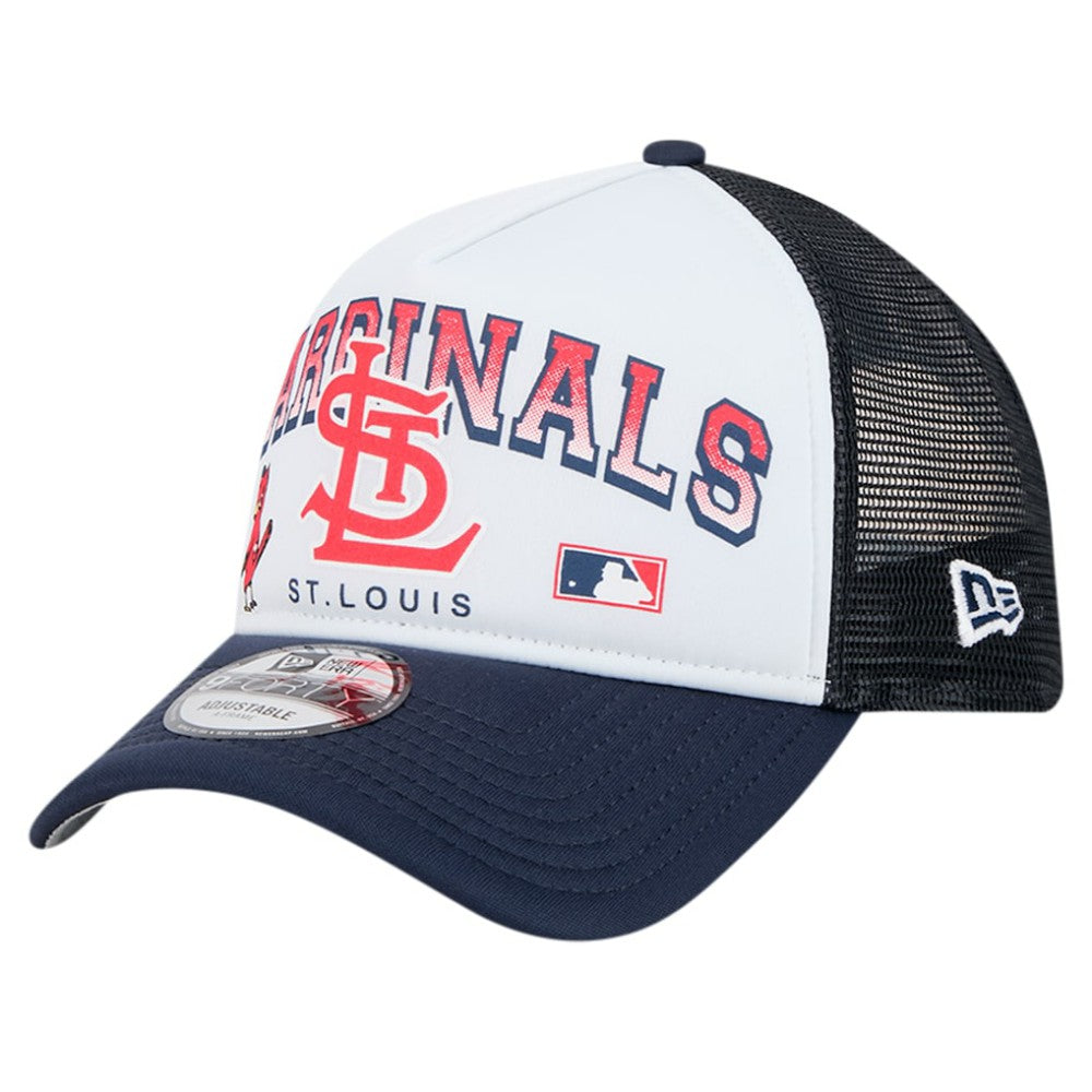 St. Louis Cardinals Retro Wordmark 9FORTY A-Frame Trucker Adjustable Hat White | New Era