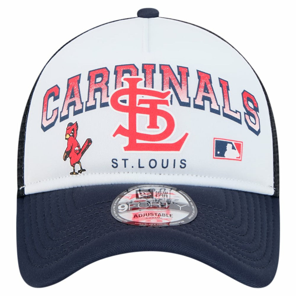 St. Louis Cardinals Retro Wordmark 9FORTY A-Frame Trucker Adjustable Hat White | New Era
