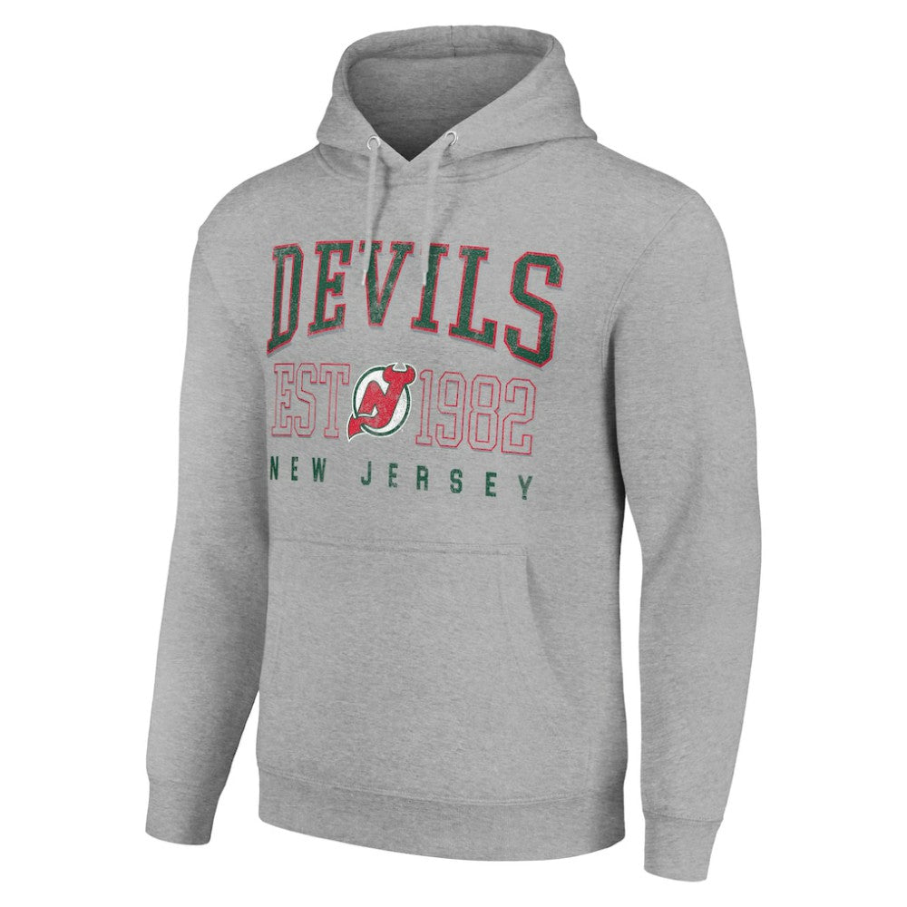 New Jersey Devils Starter Retro Graphic Pullover Hoodie Heather Gray