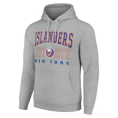 New York Islanders Starter Retro Graphic Pullover Hoodie Heather Gray