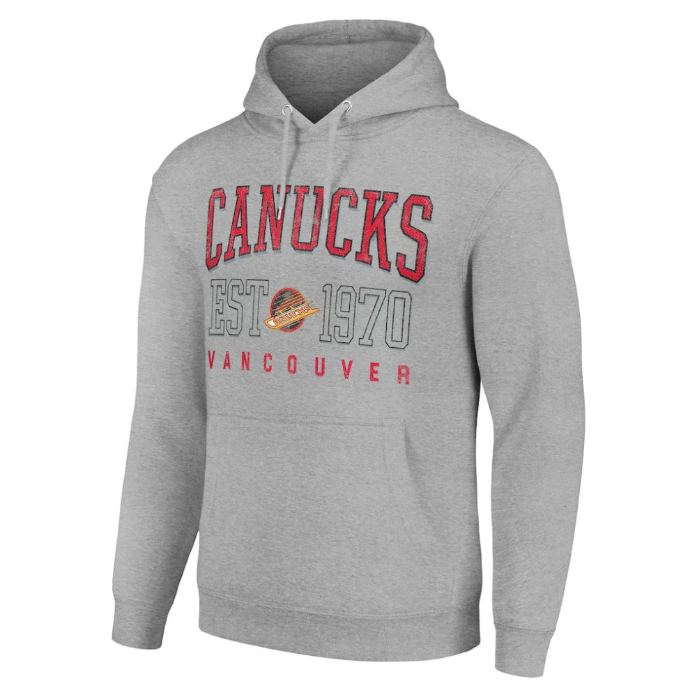 Vancouver Canucks Starter Retro Graphic Pullover Hoodie Heather Gray