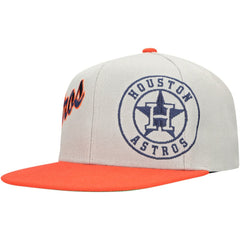 Houston Astros Knock Out Panel Snapback Hat Gray/Orange | Mitchell & Ness